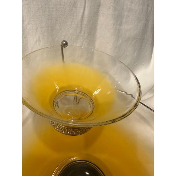 Vintage Anchor Hocking Chip & Dip Bowl Set Frosted Yellow 2 Tier MCM Party 60s - Picture 13 of 15